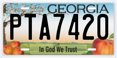 GA license plate PTA7420