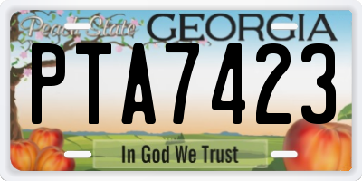 GA license plate PTA7423