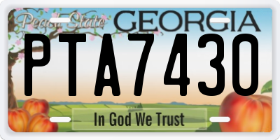 GA license plate PTA7430