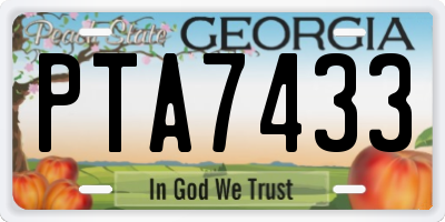 GA license plate PTA7433