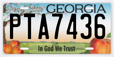 GA license plate PTA7436
