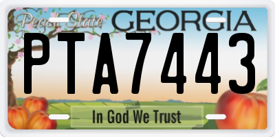 GA license plate PTA7443