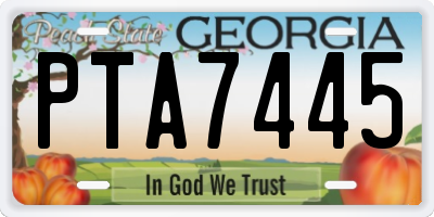 GA license plate PTA7445