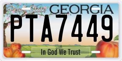 GA license plate PTA7449