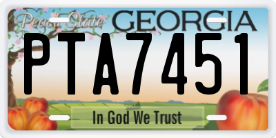 GA license plate PTA7451