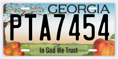 GA license plate PTA7454