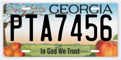 GA license plate PTA7456