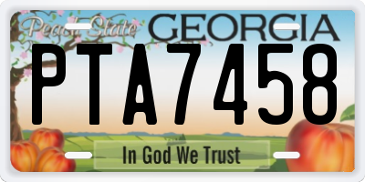 GA license plate PTA7458