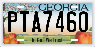 GA license plate PTA7460