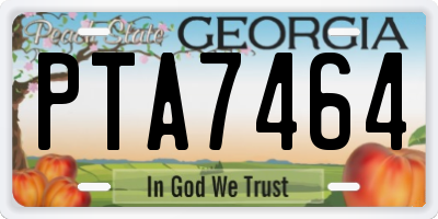 GA license plate PTA7464