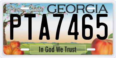 GA license plate PTA7465