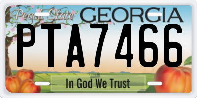 GA license plate PTA7466