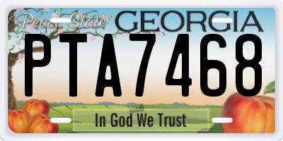 GA license plate PTA7468