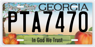 GA license plate PTA7470