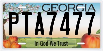 GA license plate PTA7477