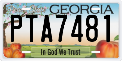 GA license plate PTA7481