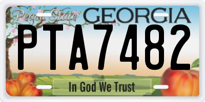 GA license plate PTA7482