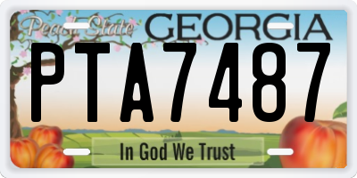 GA license plate PTA7487