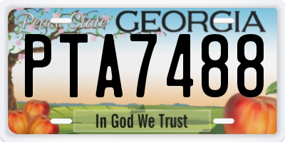 GA license plate PTA7488