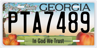 GA license plate PTA7489