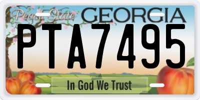 GA license plate PTA7495