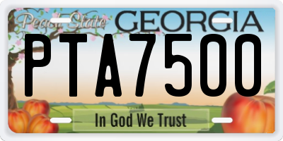 GA license plate PTA7500