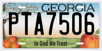 GA license plate PTA7506