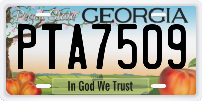 GA license plate PTA7509