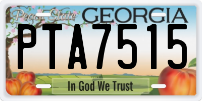 GA license plate PTA7515