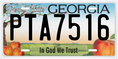 GA license plate PTA7516