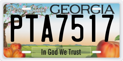GA license plate PTA7517