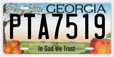 GA license plate PTA7519