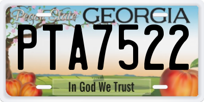 GA license plate PTA7522