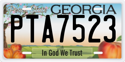 GA license plate PTA7523
