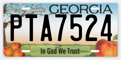 GA license plate PTA7524