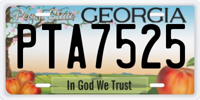 GA license plate PTA7525