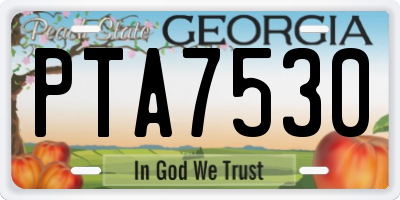 GA license plate PTA7530