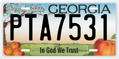 GA license plate PTA7531