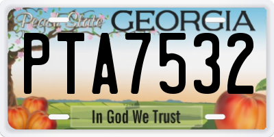 GA license plate PTA7532