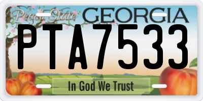 GA license plate PTA7533
