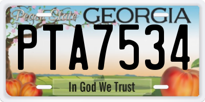GA license plate PTA7534