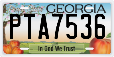 GA license plate PTA7536