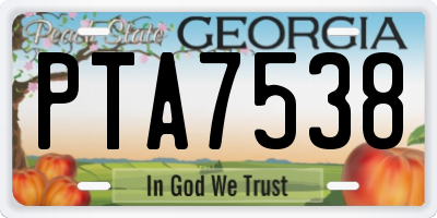 GA license plate PTA7538