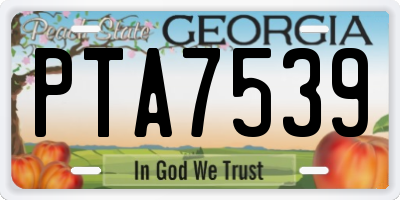 GA license plate PTA7539