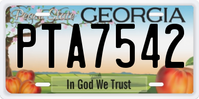 GA license plate PTA7542