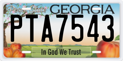 GA license plate PTA7543