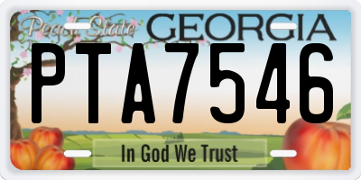 GA license plate PTA7546