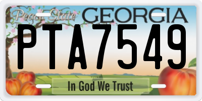 GA license plate PTA7549