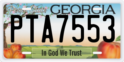 GA license plate PTA7553