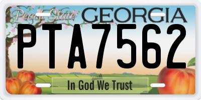 GA license plate PTA7562